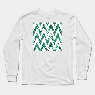 Palm Leaves Zig Zag Line (White) Long Sleeve T-Shirt